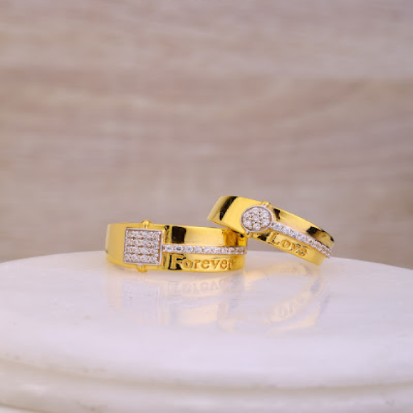 DORA Couples Ring Set 153A - 6mm White Gold with Yellow Gold Braid - AWB &  Co.